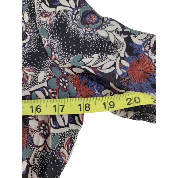 Free People Stealing Fire Floral Print Mini Dress Boho V-Neck Long Sleeve‎ Tunic - Picture 9 of 10